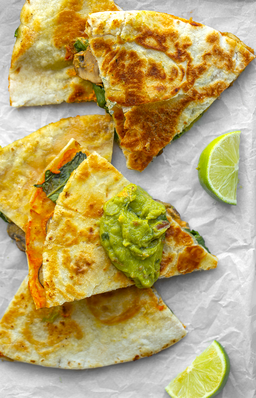 vegan quesadillas using queso