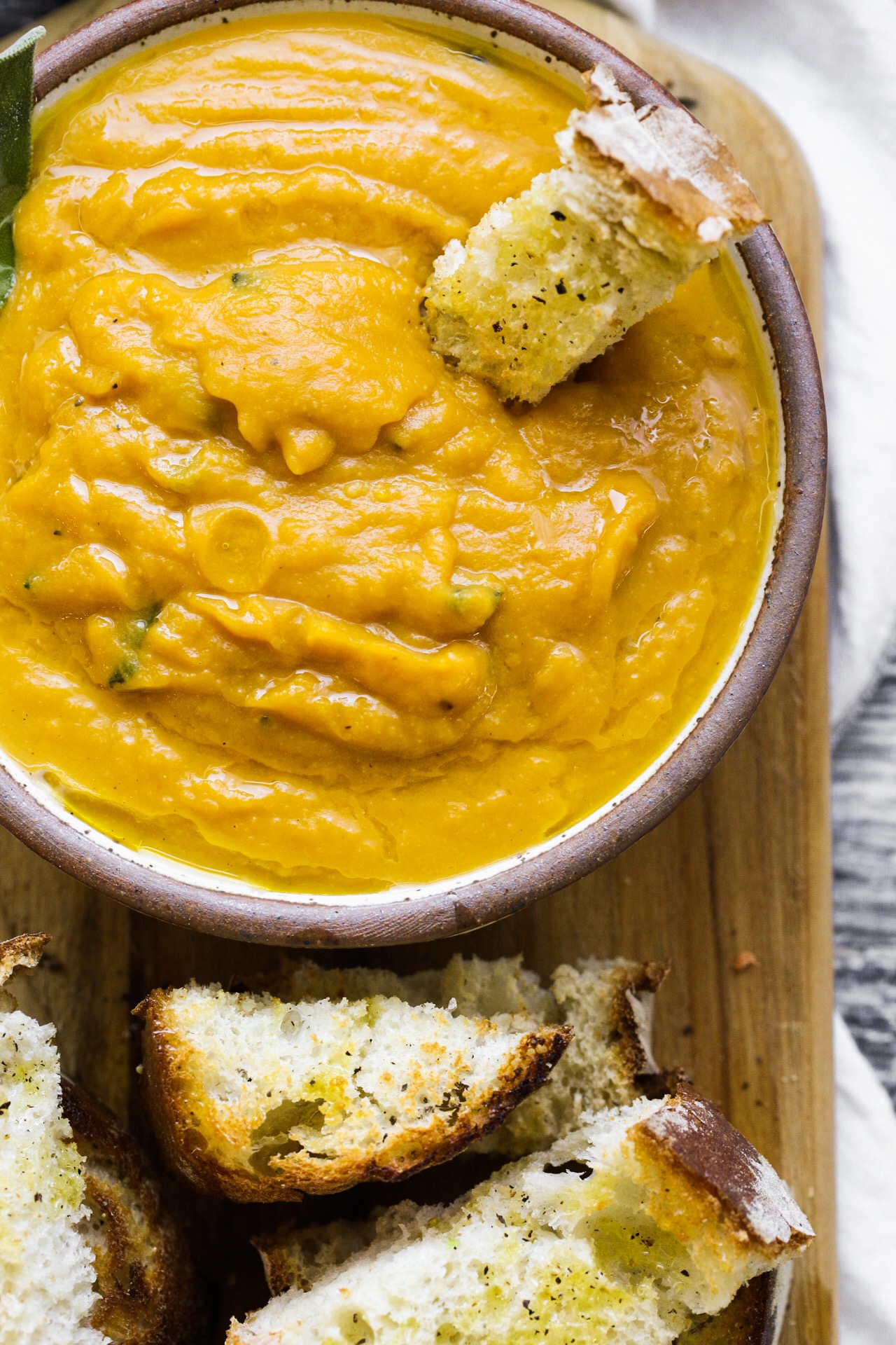 citrus sage butternut squash dip close up