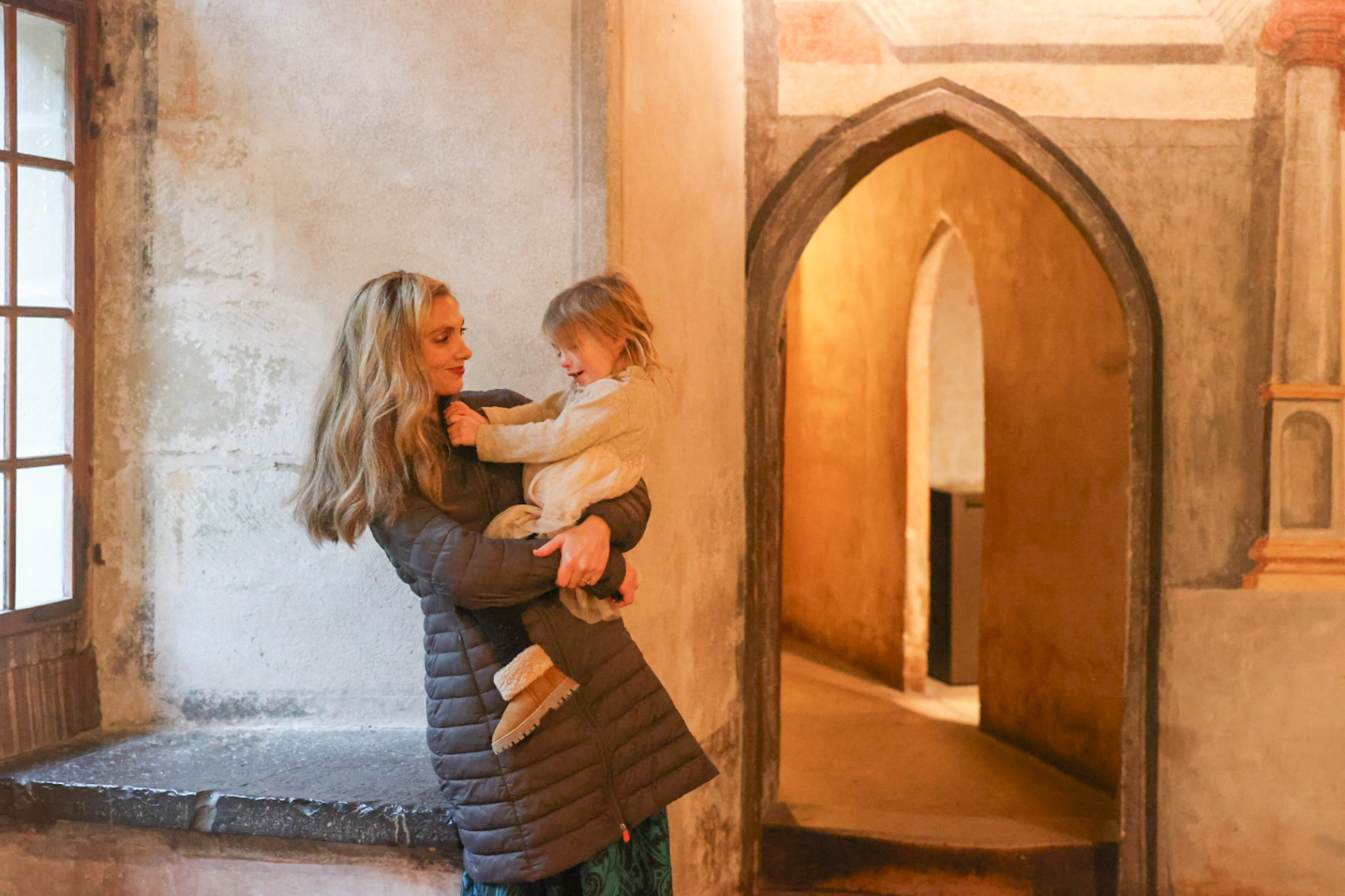 chillon castle inside with toddler