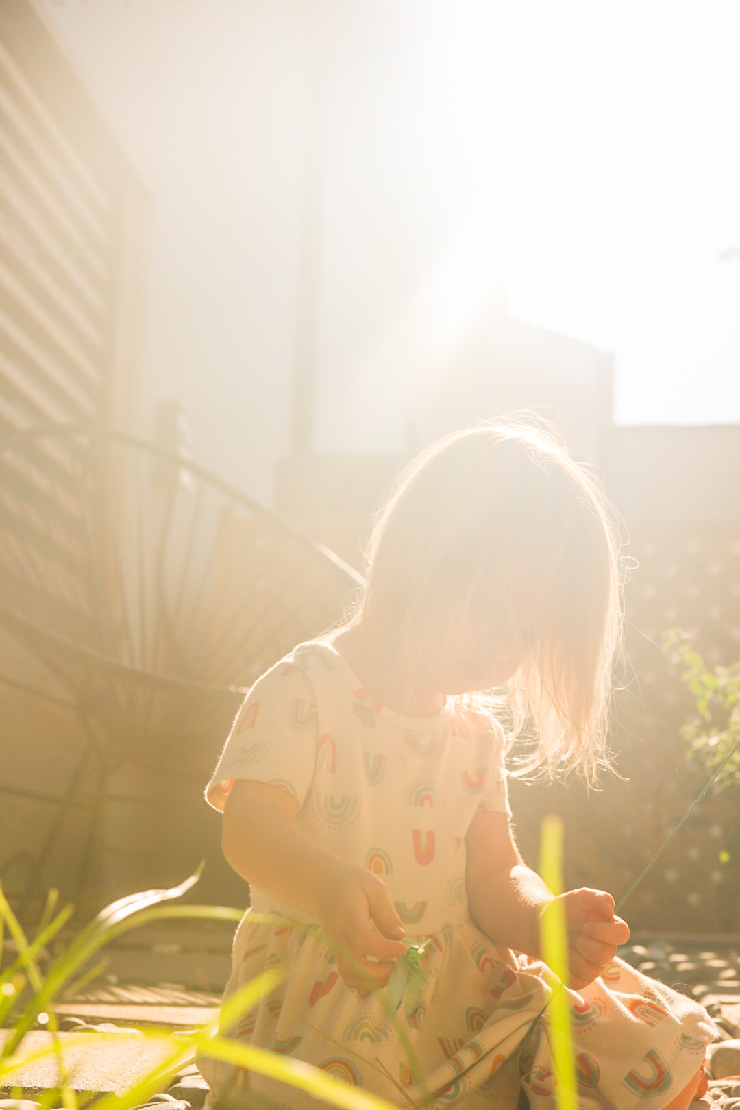 sunshine glow on little girl