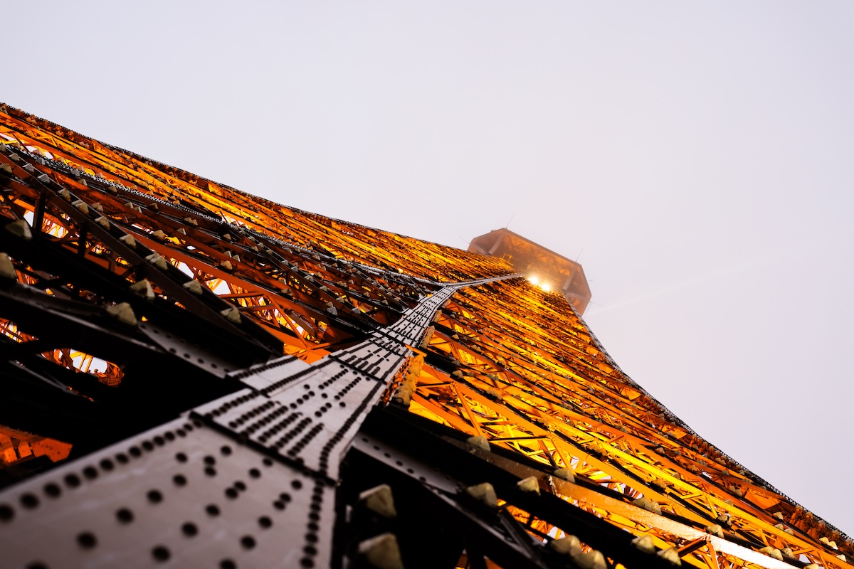 sparking Eifel tower in rain