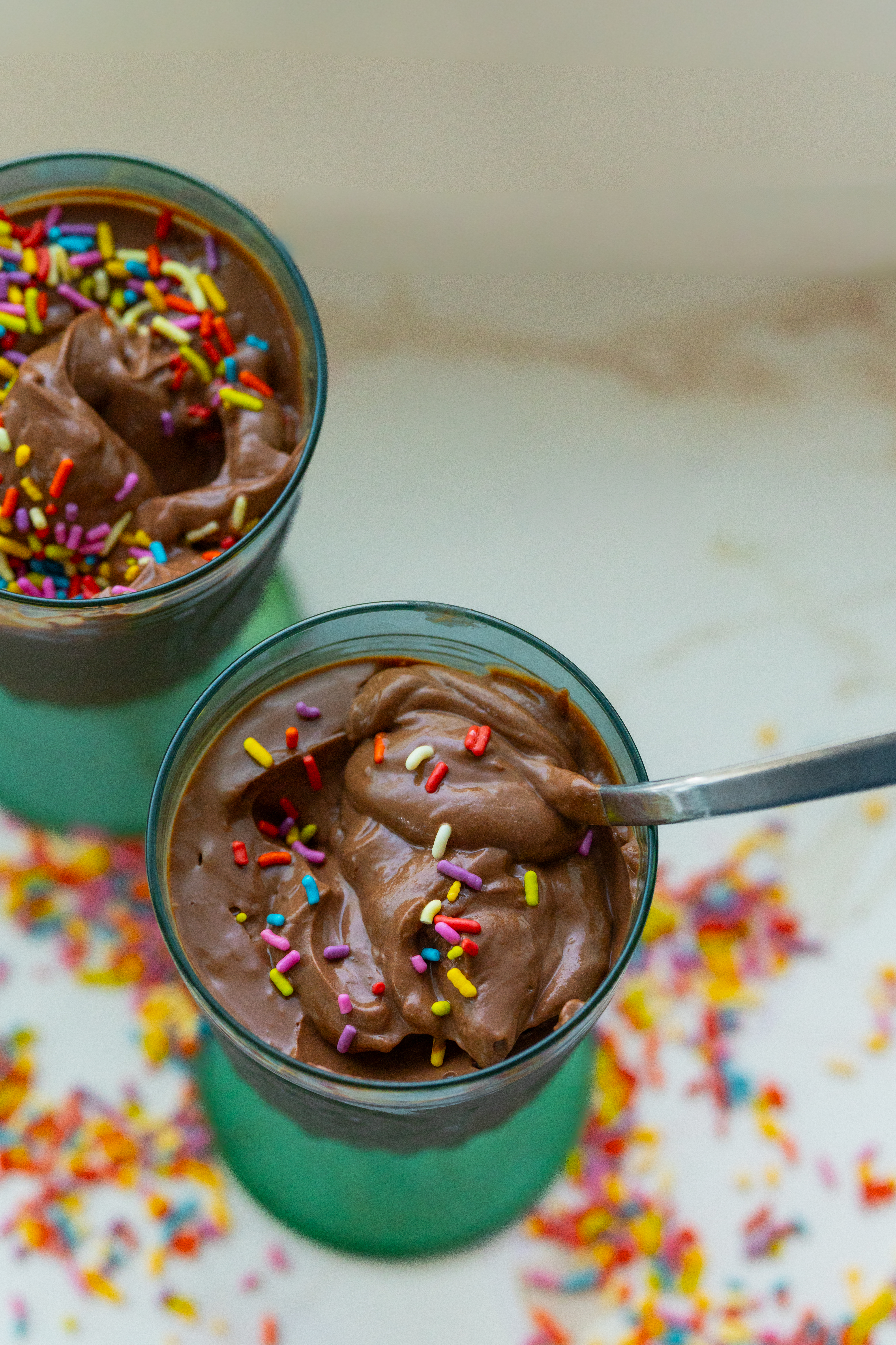 chocolate mousse vegan with sprinkles